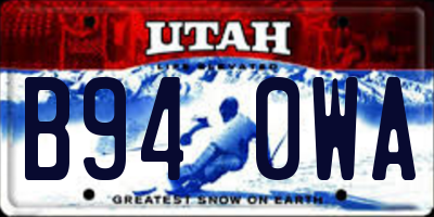 UT license plate B940WA