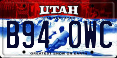 UT license plate B940WC