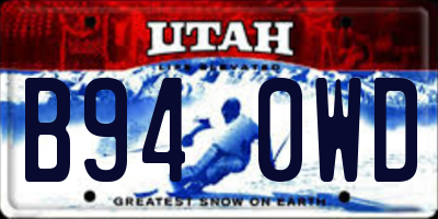 UT license plate B940WD
