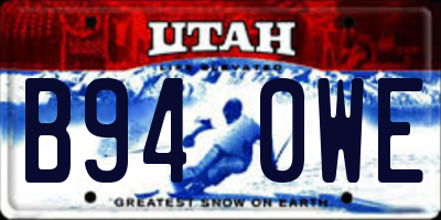 UT license plate B940WE