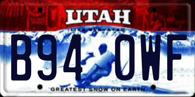 UT license plate B940WF