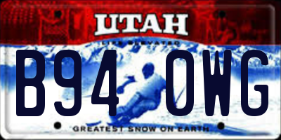UT license plate B940WG