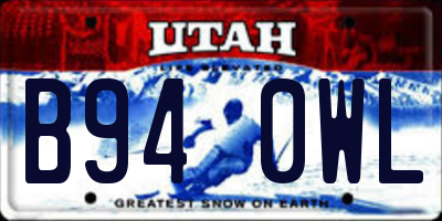 UT license plate B940WL