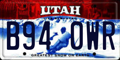 UT license plate B940WR