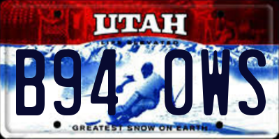 UT license plate B940WS