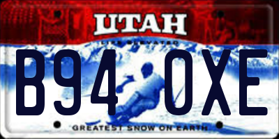 UT license plate B940XE
