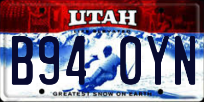UT license plate B940YN