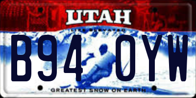UT license plate B940YW