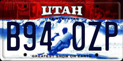 UT license plate B940ZP