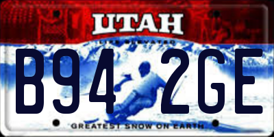 UT license plate B942GE