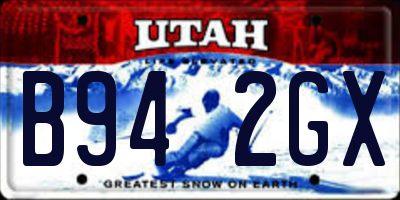 UT license plate B942GX