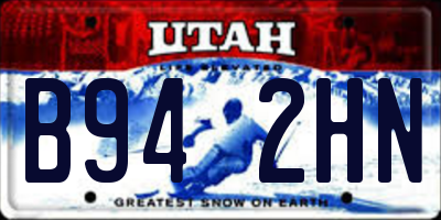 UT license plate B942HN