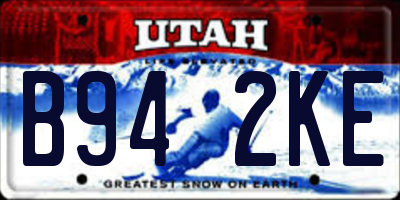UT license plate B942KE