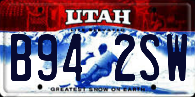 UT license plate B942SW
