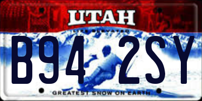 UT license plate B942SY