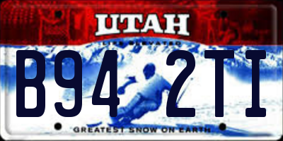 UT license plate B942TI