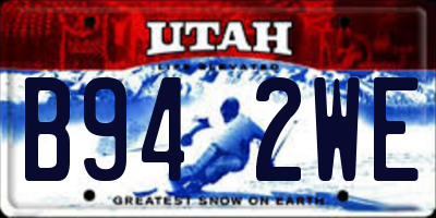 UT license plate B942WE