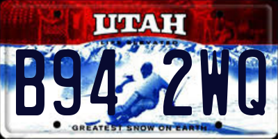 UT license plate B942WQ