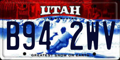 UT license plate B942WV