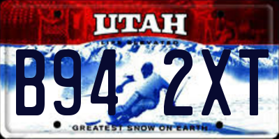 UT license plate B942XT