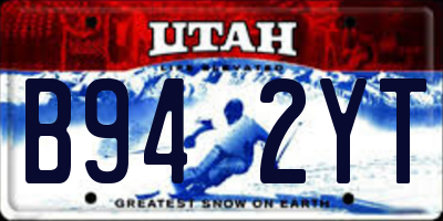 UT license plate B942YT