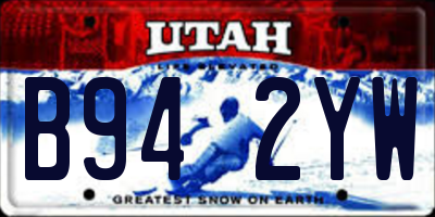 UT license plate B942YW