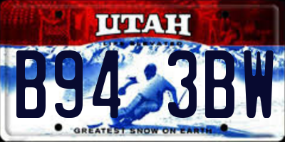 UT license plate B943BW