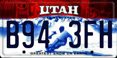 UT license plate B943FH