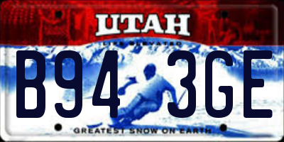 UT license plate B943GE