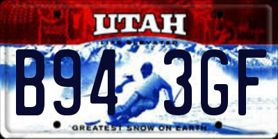 UT license plate B943GF