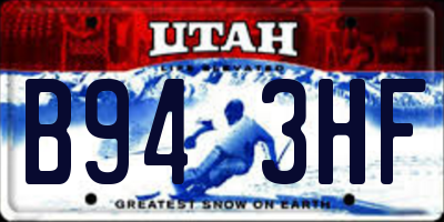 UT license plate B943HF