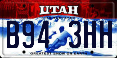 UT license plate B943HH