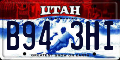 UT license plate B943HI