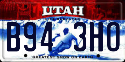 UT license plate B943HO