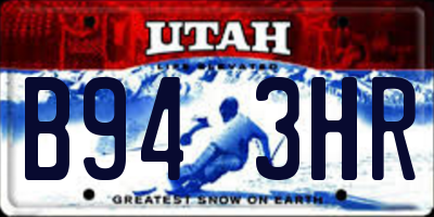 UT license plate B943HR