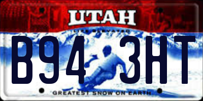 UT license plate B943HT
