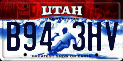 UT license plate B943HV