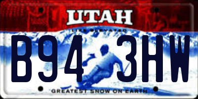 UT license plate B943HW