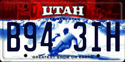 UT license plate B943IH