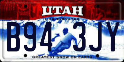 UT license plate B943JY