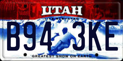 UT license plate B943KE
