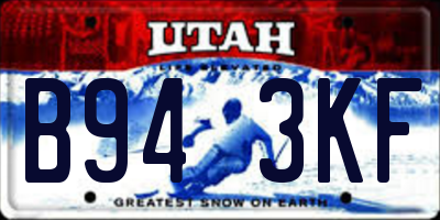 UT license plate B943KF