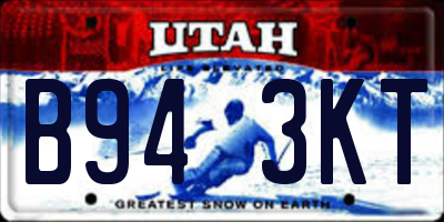 UT license plate B943KT
