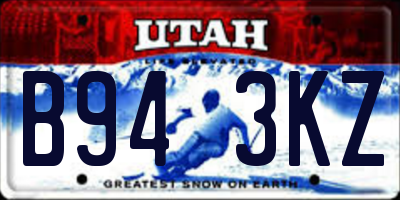 UT license plate B943KZ