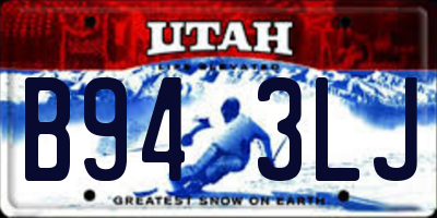UT license plate B943LJ