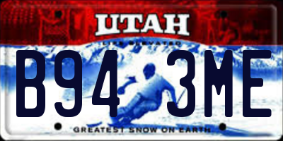 UT license plate B943ME