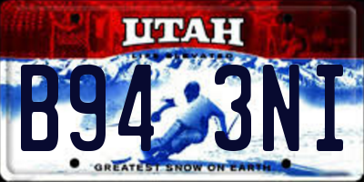 UT license plate B943NI