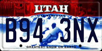 UT license plate B943NX