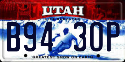 UT license plate B943OP
