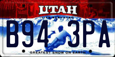UT license plate B943PA